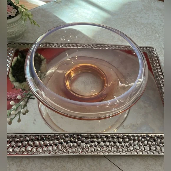 FOSTORIA SEASCAPE OPALESCENT PINK Floating Bowl 8½” to 10½” Rim 1959-70